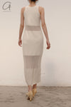 SWAYING/KNIT See-Through Panel Sleeveless Dress SW22SSL05 Apricot PS49